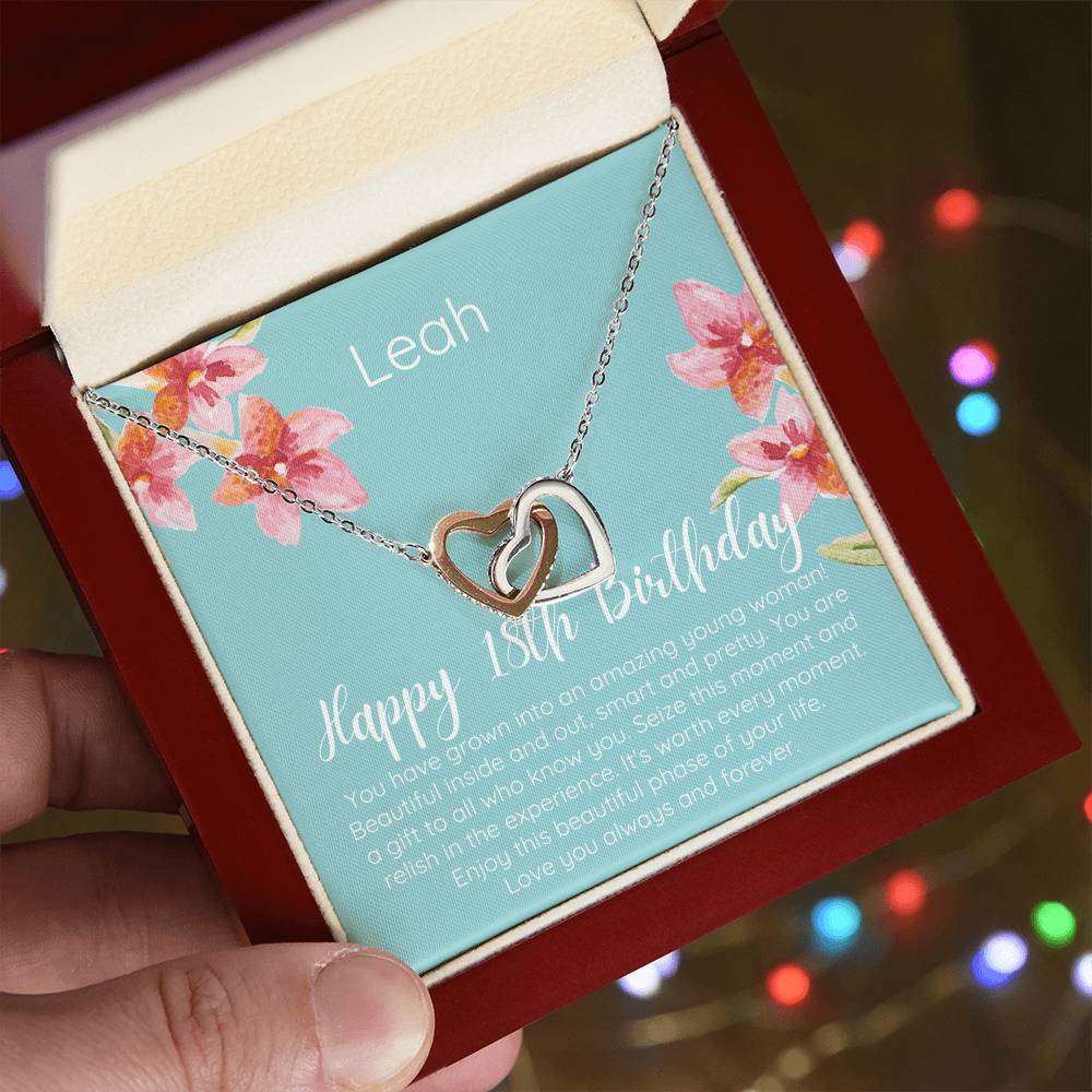 Personalized Happy 18Th Birthday Interlocked Hearts Necklace Interlocking Hearts Necklace