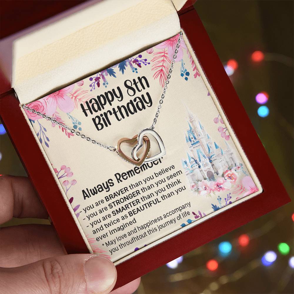 Happy 8Th Birthday Gift For Daughter Gift For 8 Years Old Birthday Teen Girl Daughter Necklace Gift Interlocking Hearts Necklace
