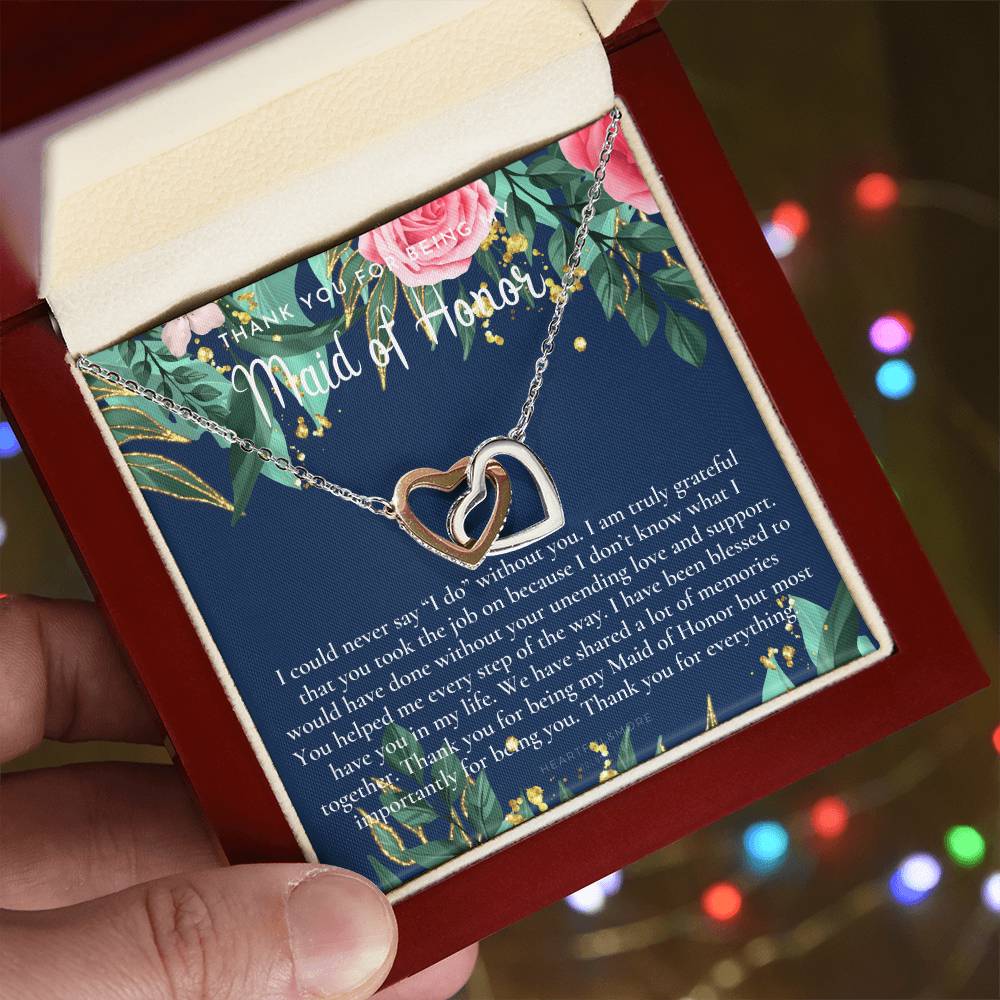 Maid Of Honor Thank You Gift From Bride Bridesmaid Gift Maid Of Honor Gift Necklace Matron Of Honor Gift Thank You Gift From Bride Interlocking Hearts Necklace