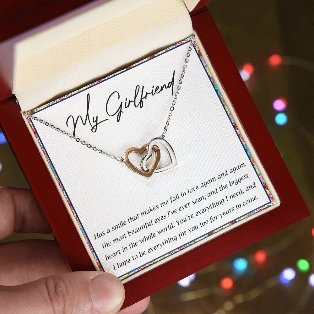 My Girlfriend Interlocking Hearts Necklace Message Card