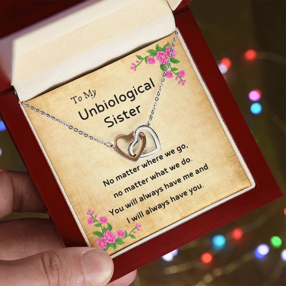 Unbiological Sister Interlocking Necklace Interlocking Hearts Necklace