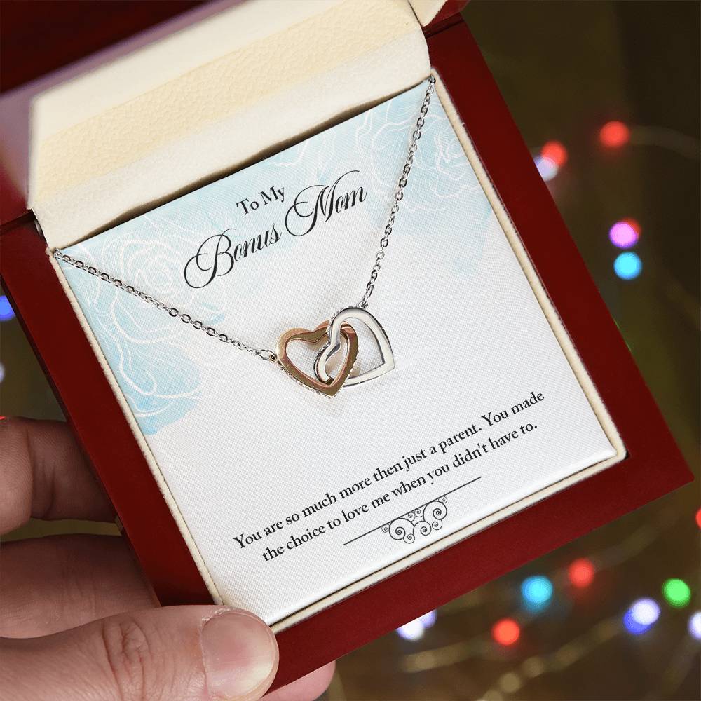 To My Bonus Mom Interlocking Hearts Necklace