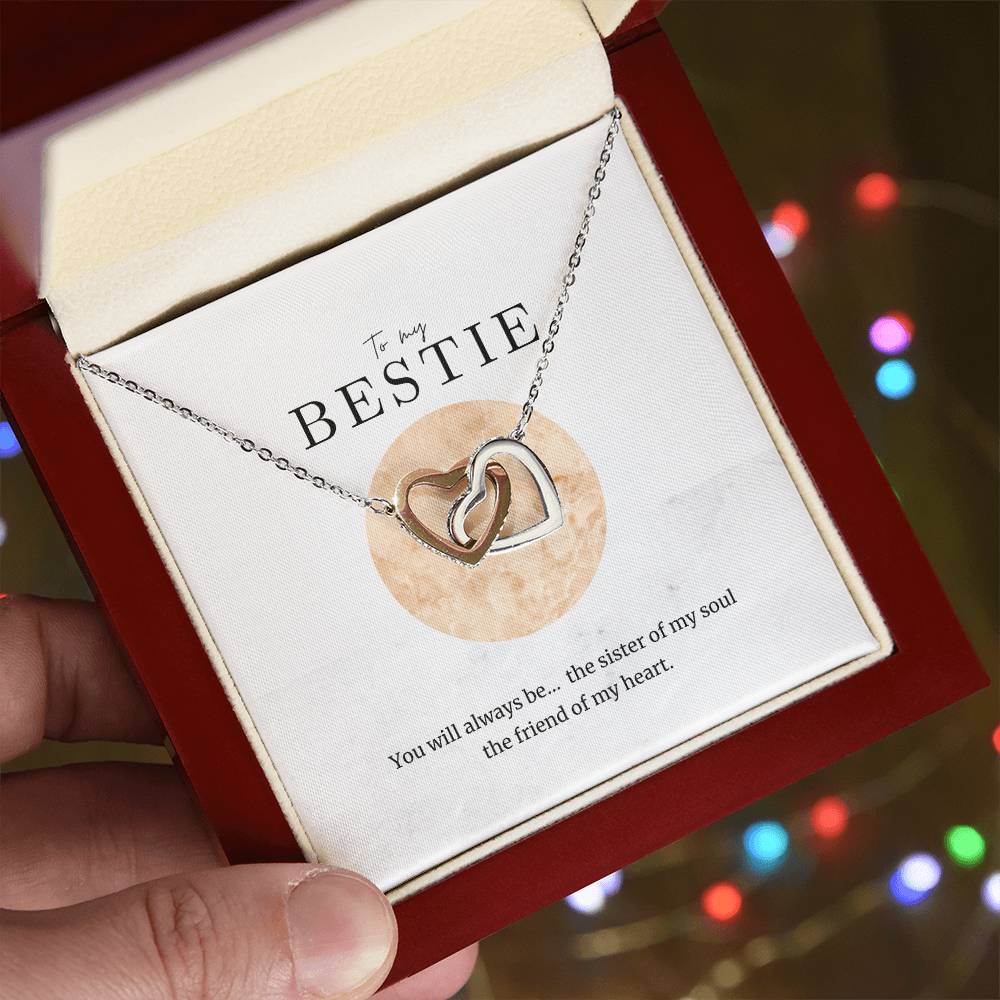 To My Bestie Interlocked Heart Necklace Interlocking Hearts Necklace