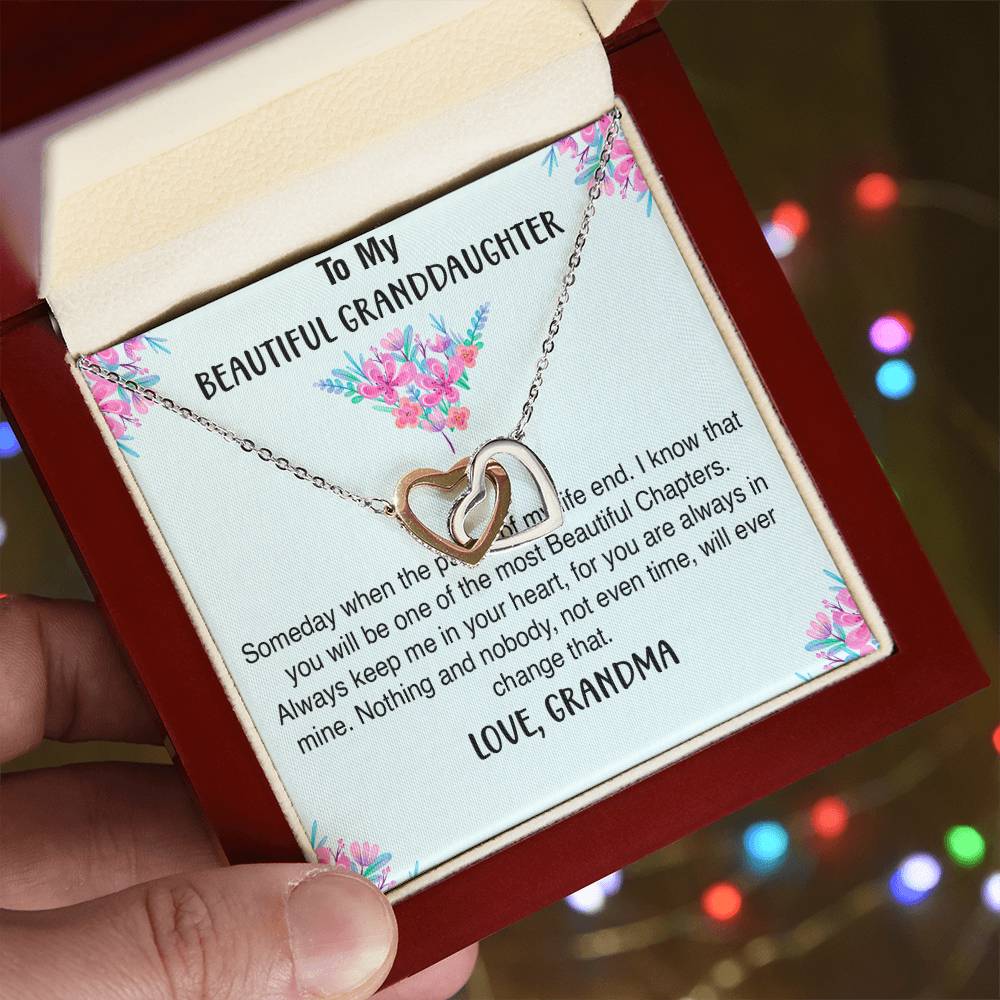 Two Hearts Necklace For Granddaughter Interlocking Hearts Necklace