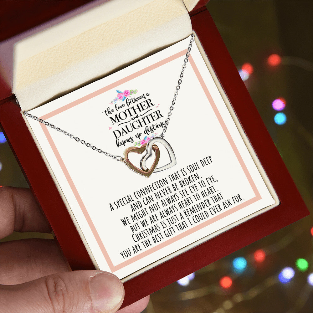 The Love Between A Mother And Daughter Knows No Distance Interlocking Hearts Necklace