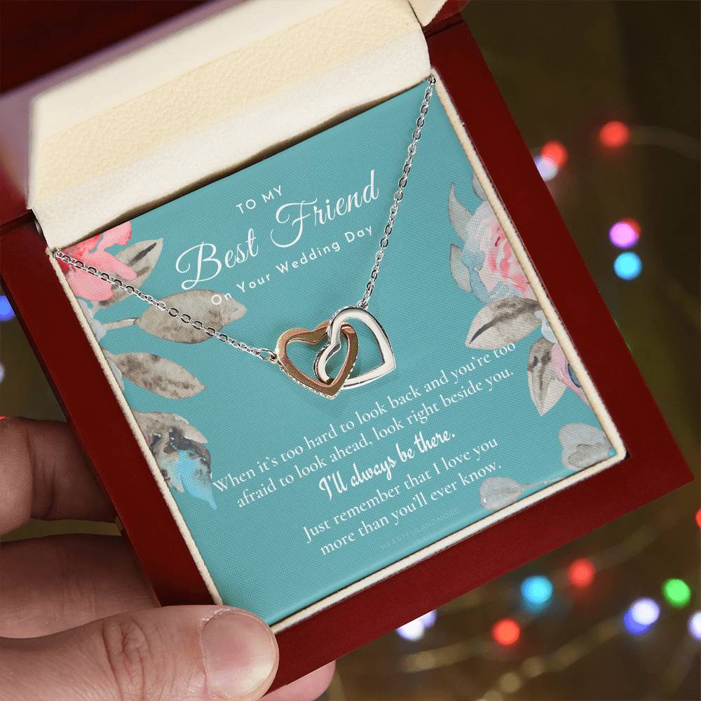 Best Friend Gift On Her Wedding Day Best Friend To Bride Necklace Best Friend Gift To Bride Bride Gift From Maid Of Honor To My Best Friend Interlocking Hearts Necklace