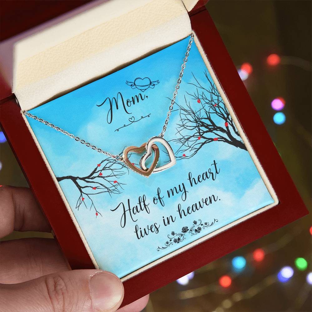 Mom Half Of My H Heart - Lives In Heaven - Interlocking Heart Necklace Interlocking Hearts Necklace
