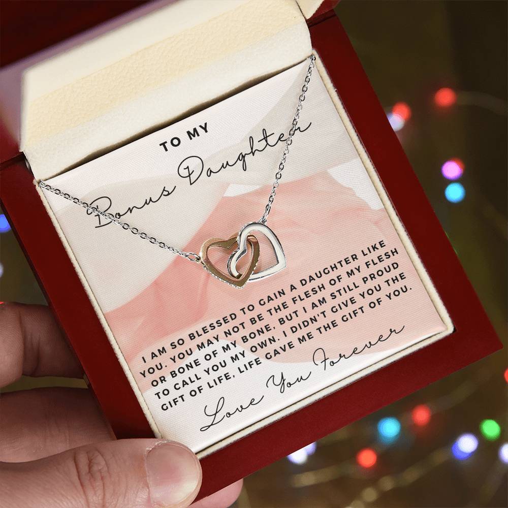 Cz Necklace Gift For Bonus Daughter Interlocking Hearts Necklace