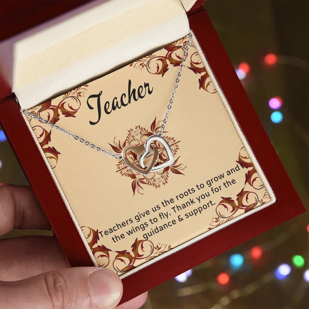 Teacher Gift Interlocking Hearts Necklace