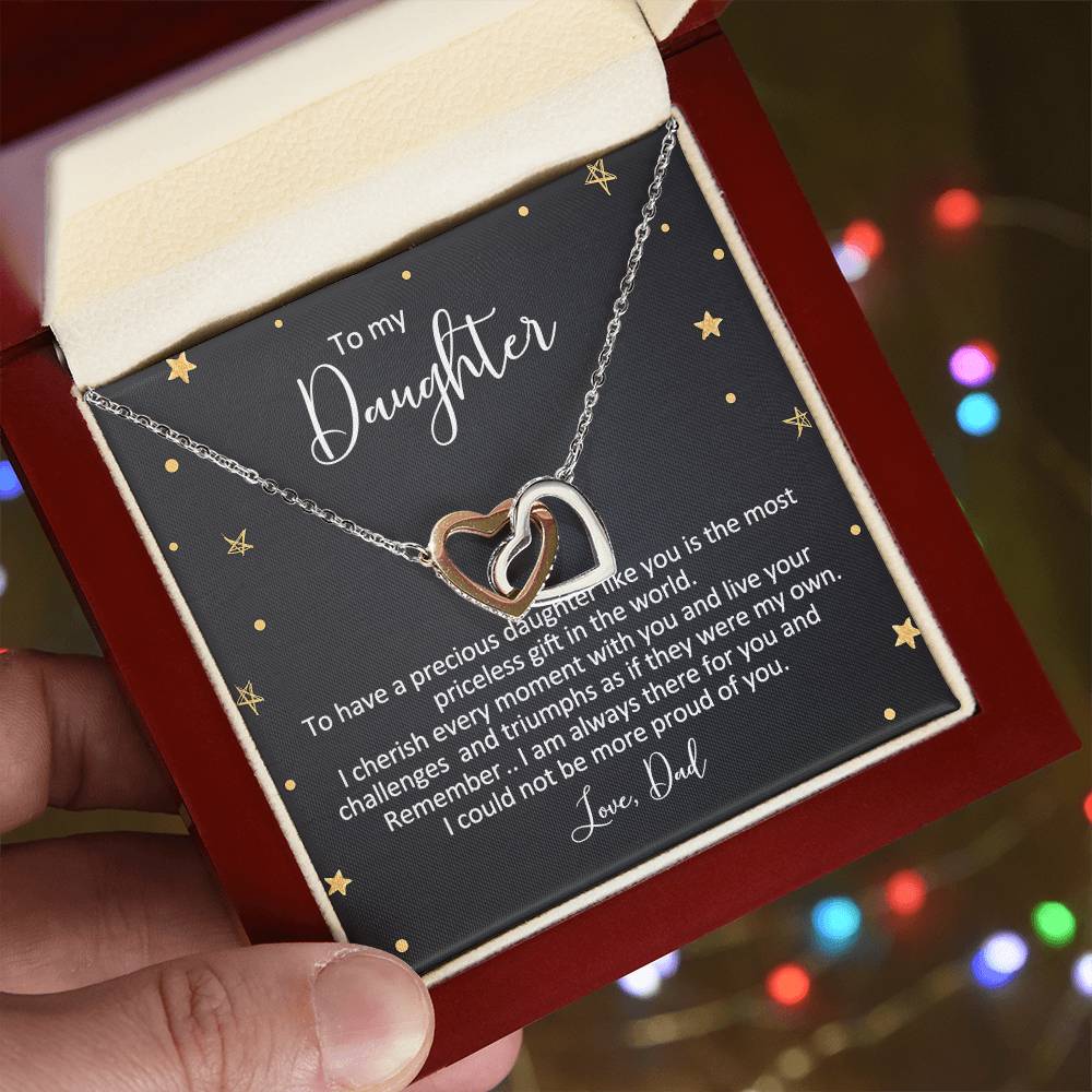 Dad To Daughter Necklace Interlocking Hearts Necklace