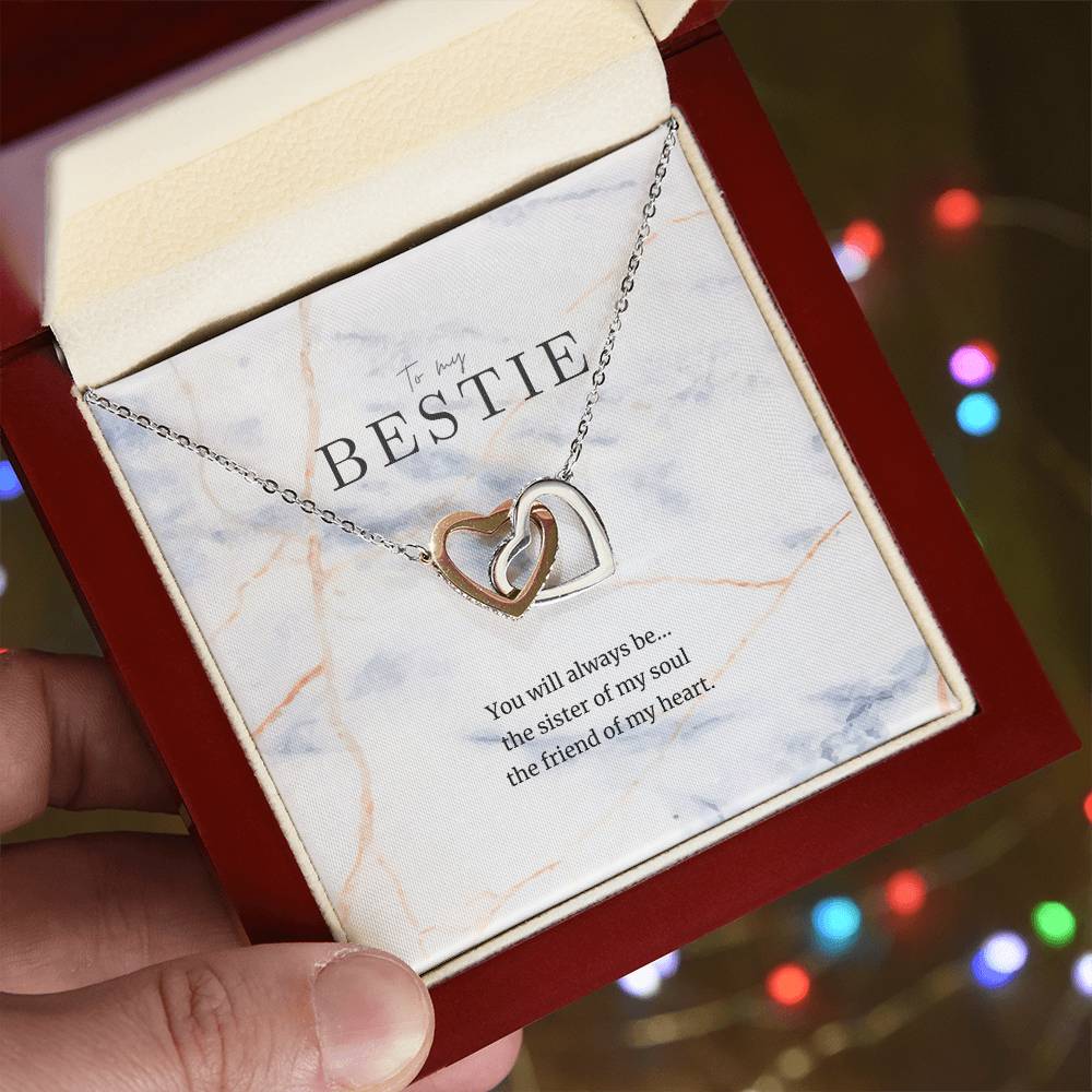 To My Bestie Interlocked Heart Necklace Interlocking Hearts Necklace