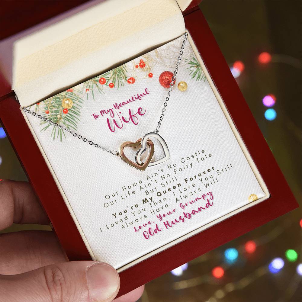 To My Wife - You'Re My Queen Forever - Necklace Interlocking Hearts Necklace