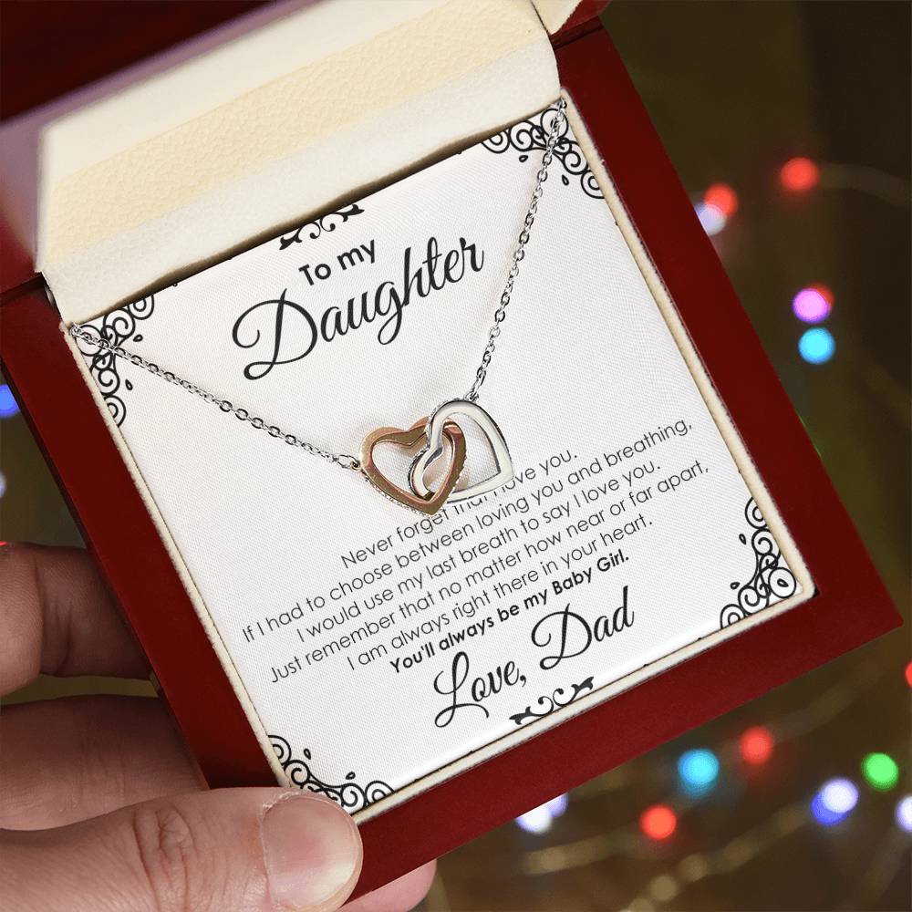 To My Daughter - Interlocking Heart Necklace Interlocking Hearts Necklace