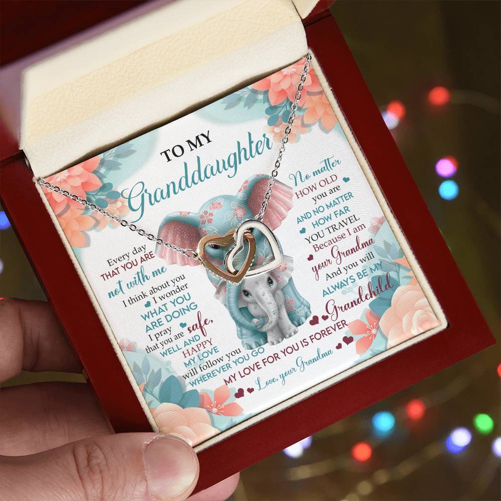 To My Granddaughter Interlocking Hearts Necklace