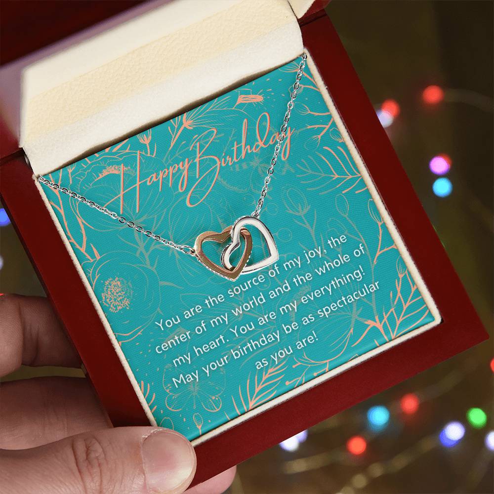 To My Daughter Happy Birthday - Connected Hearts Interlocking Hearts Necklace