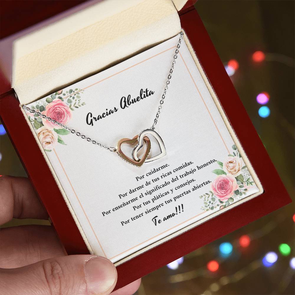 Gracias Abuelita Por Cuidarme Por Darme De Tus Ricas Comidas Interlocking Hearts Necklace