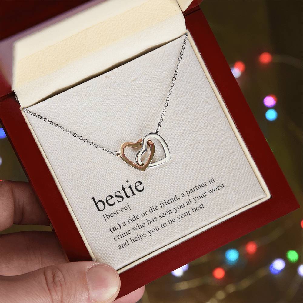 Definition Of A Bestie Necklace Interlocking Hearts Necklace