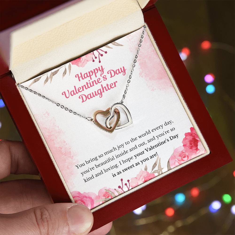 Valentine'S Gift For Daughter- Hope Your Valentine'S Day Is As Sweet As You Are Interlocking Hearts Necklace