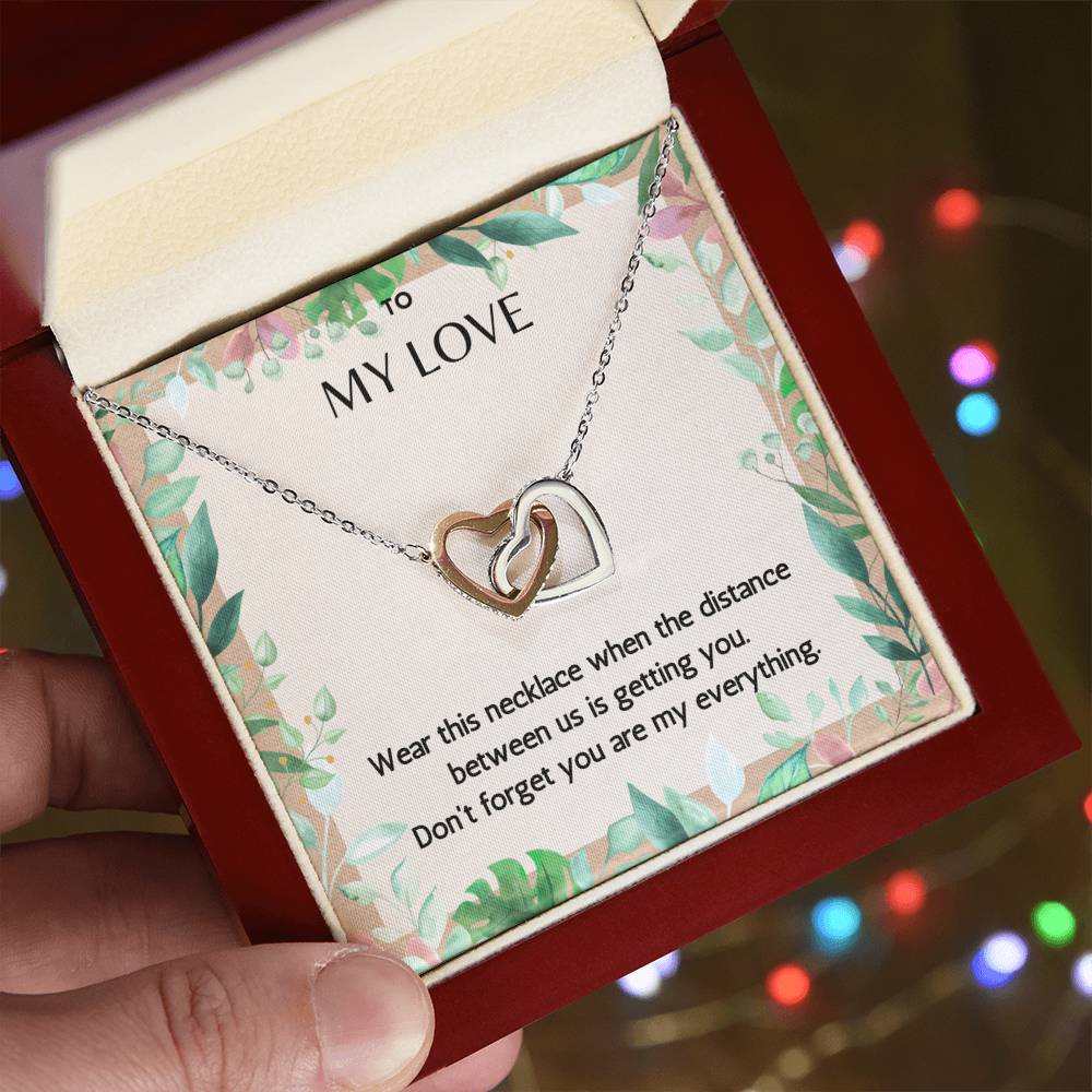 To My Love The Distance Between Us - Connected Hearts Necklace Interlocking Hearts Necklace