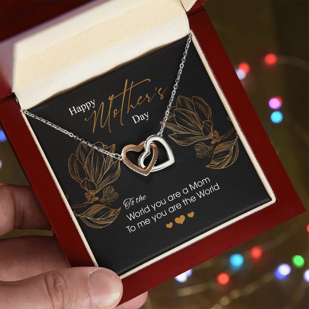 Gift For Mom - You Are The World - The Interlocking Heart Necklace Interlocking Hearts Necklace