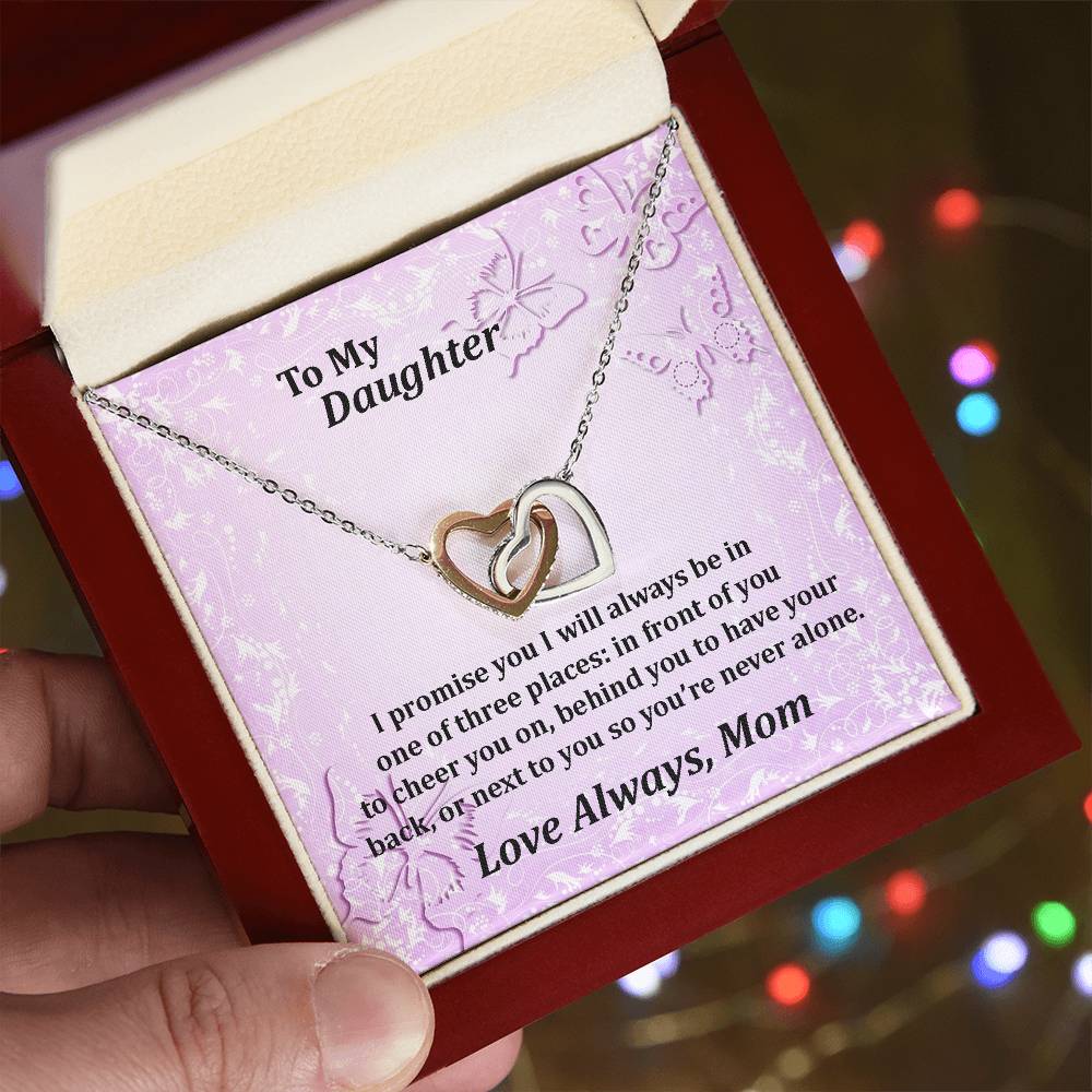 To My Daughter Always With You Never Ending Love Hearts Necklace Love Mom Interlocking Hearts Necklace