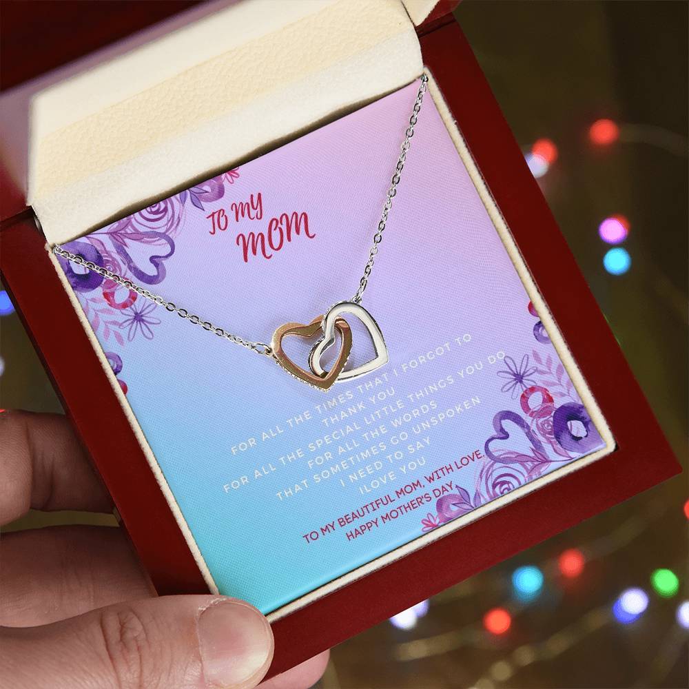 Mother'S Day Two Hearts Necklace Gift For Mom For Mother’S Day Interlocking Hearts Necklace