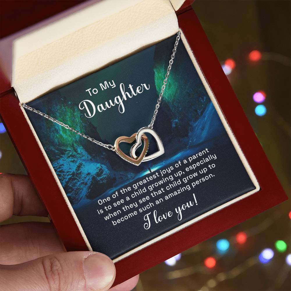 Gift For Bonus Daughter Personalized Gift Necklace For Bonus Daughter Heart Necklace For Stepdaughter Adopted Daughter Foster Daughter Interlocking Hearts Necklace