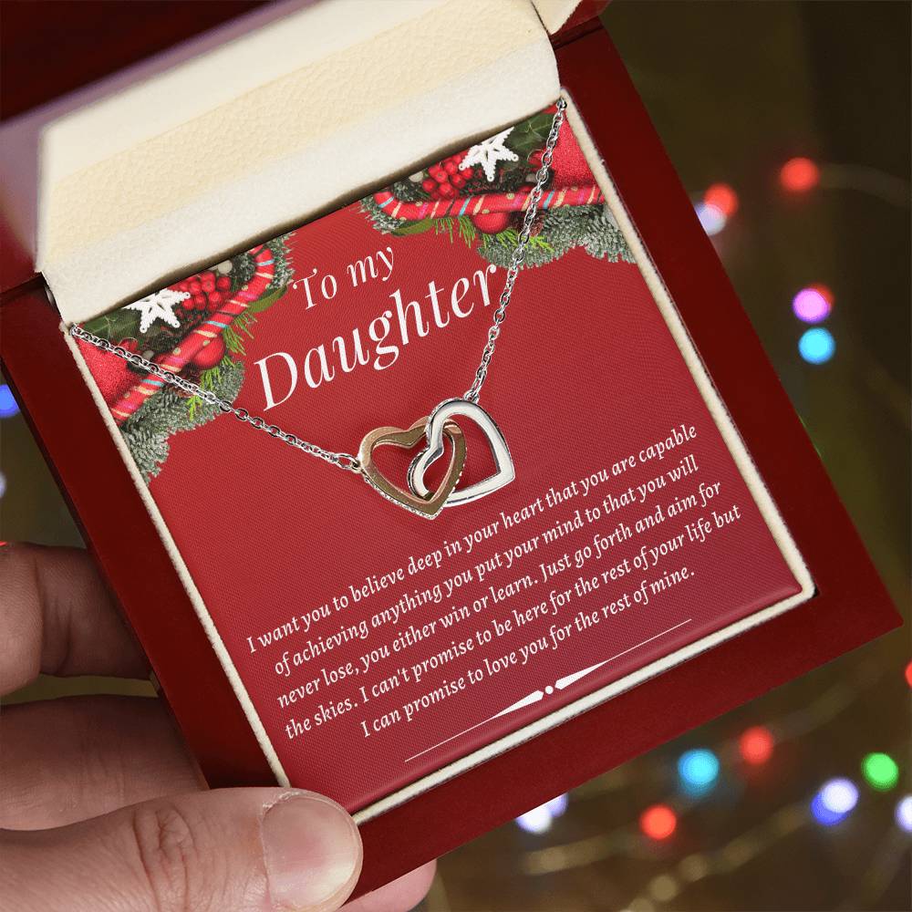 Christmas Gift To Daughter - I Can'T Promise To Be Here For The Rest Of Your Life But I Can Promise To Love You For The Rest Of Mine Interlocking Hearts Necklace