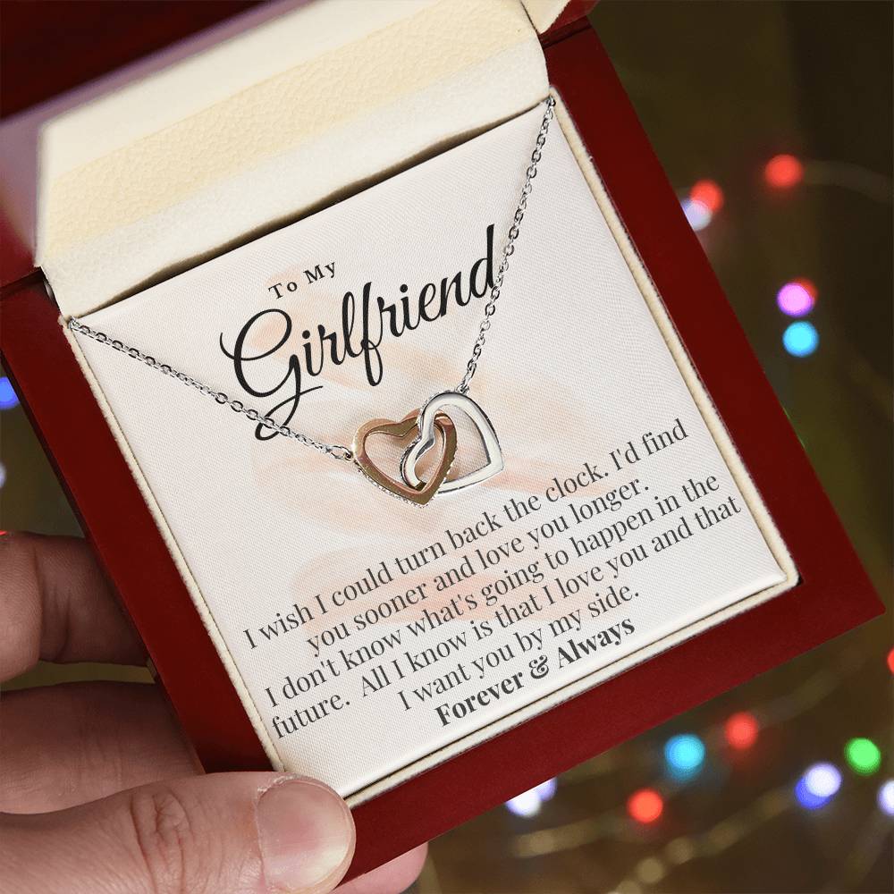 To My Girlfriend-I Want You By My Side Interlocking Hearts Necklace