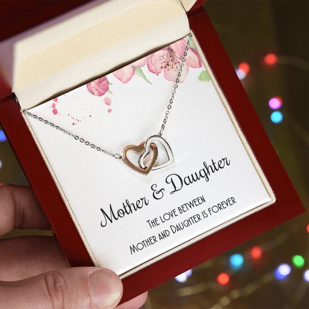 The Love Between Mother And Daughter Is Forever Interlocking Hearts Necklace