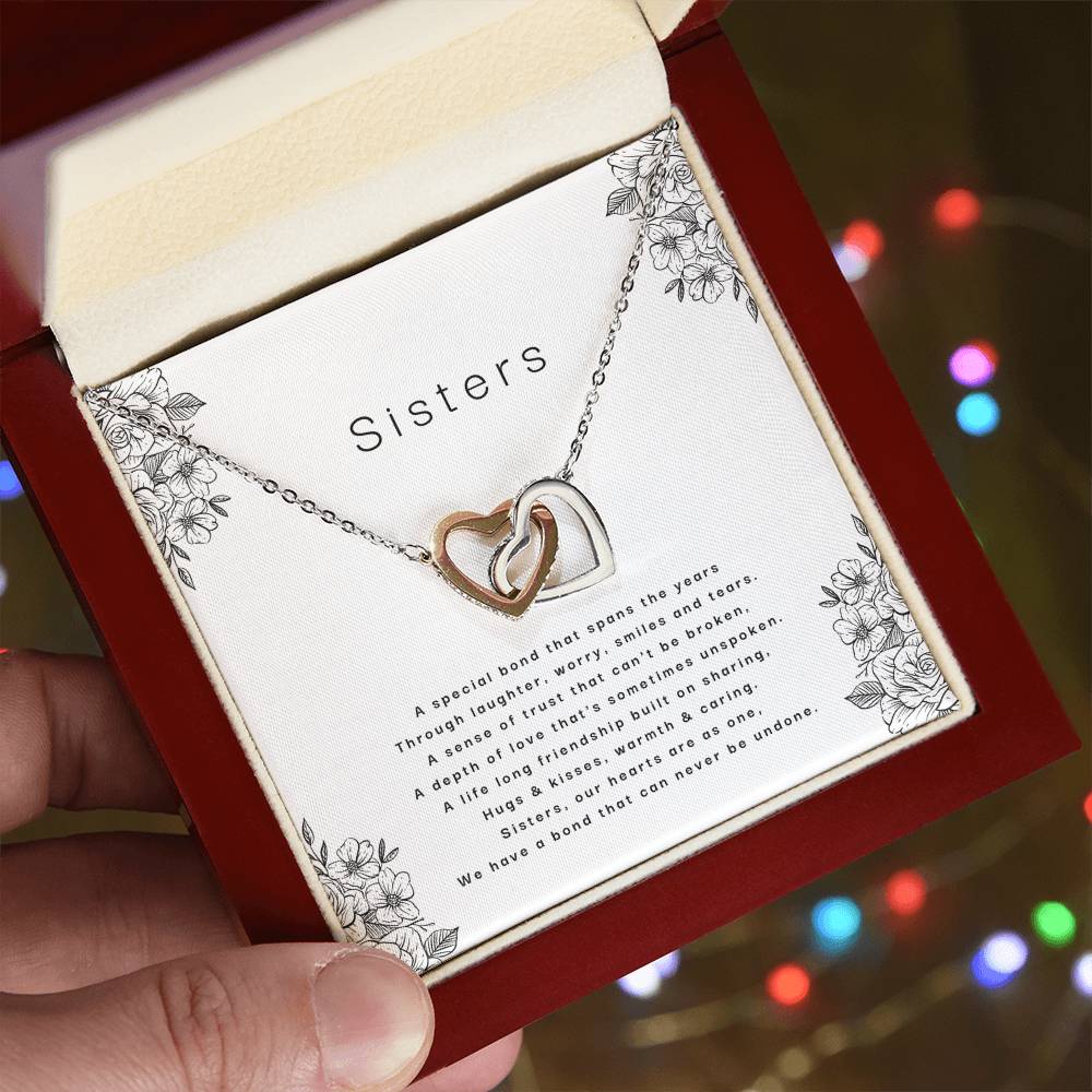 Sisters - An Unbreakable Bond Interlocking Hearts Necklace