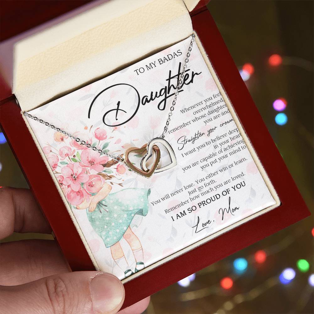 To My Badass Daughter Necklace From Mom Badass Daughter Jewelry Daughter Necklace From Mom Daughter Necklace Personalized Daughter Necklace Interlocking Hearts Necklace