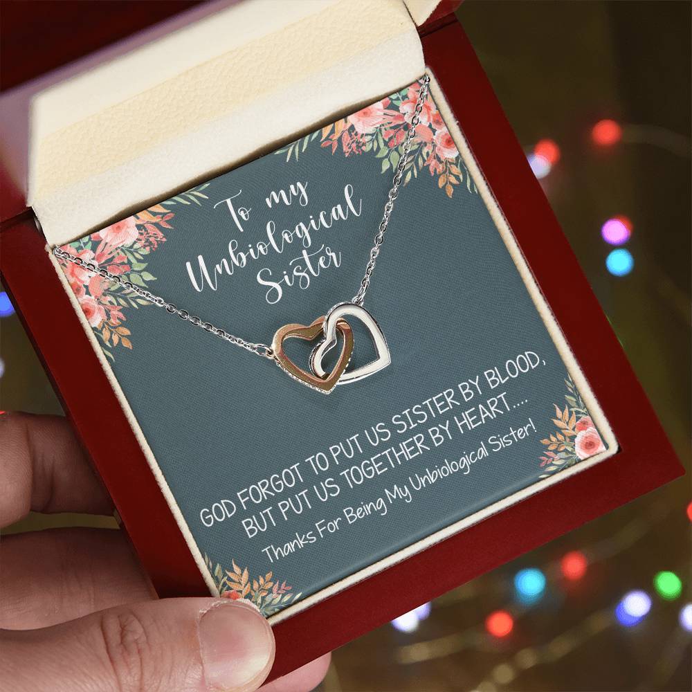 Unbiological Sister Interlocking Hearts Necklace Gift Best Friend Necklace Soul Sister Bridesmaid Gift Bff Gift