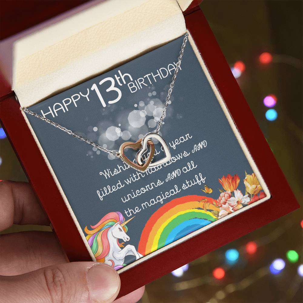 13Th Birthday Necklace Gifts For Girls Cute Unicorn 13 Years Old Girl Jewelry Gift For Daughter Niece Interlocking Necklace Xu246Il06 Interlocking Hearts Necklace