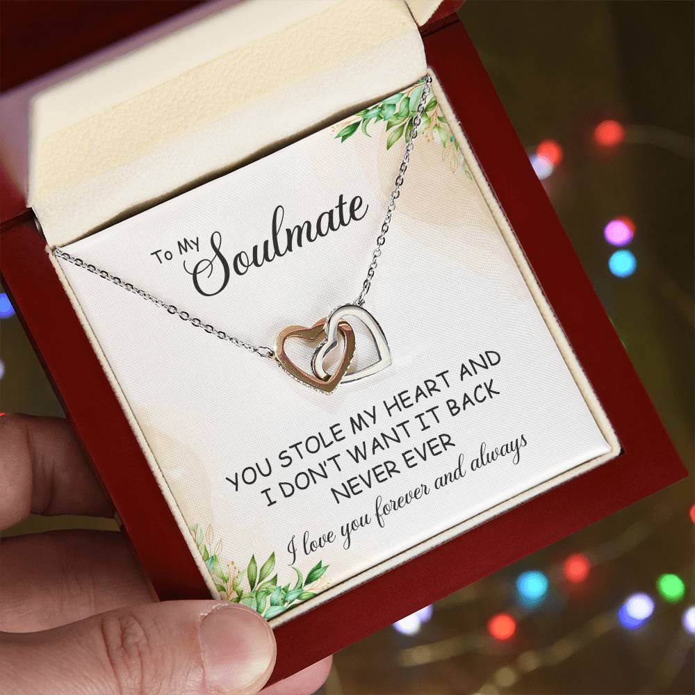 To My Wonderful Wife - Love From Soulmate - Love For Partner Interlocking Hearts Necklace
