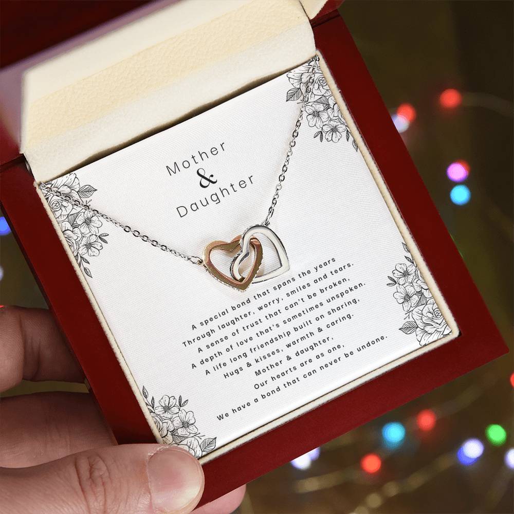 Mother & Daughter - An Unbreakable Bond Interlocking Hearts Necklace