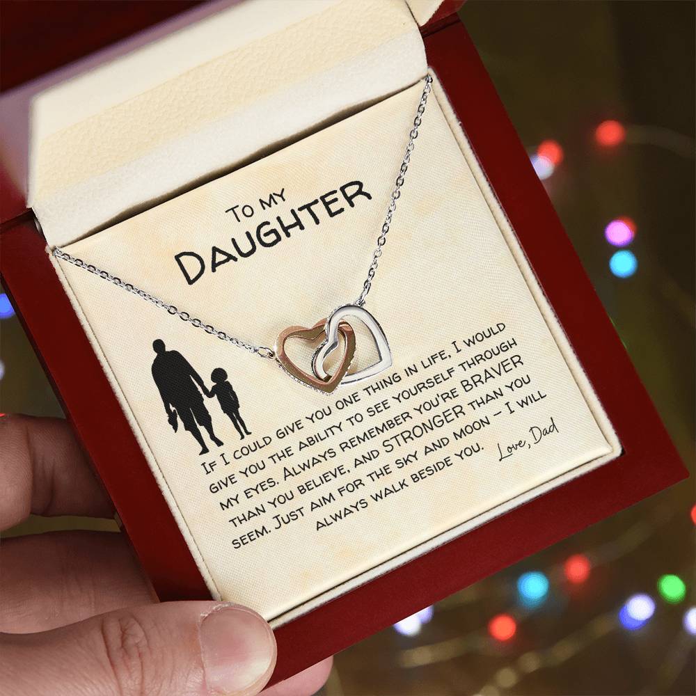 To My Daughter - Always Beside You - Necklace Interlocking Hearts Necklace