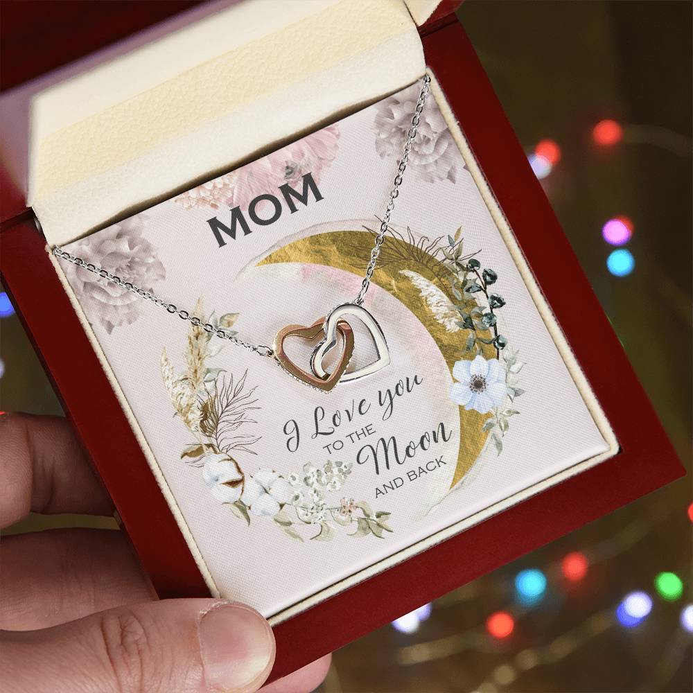 Birthday Gift From Daughter Gift For Mom I Love You To The Moon And Back Necklace For Mom Mother'S Day Gift Women'S Jewelry Interlocking Hearts Necklace