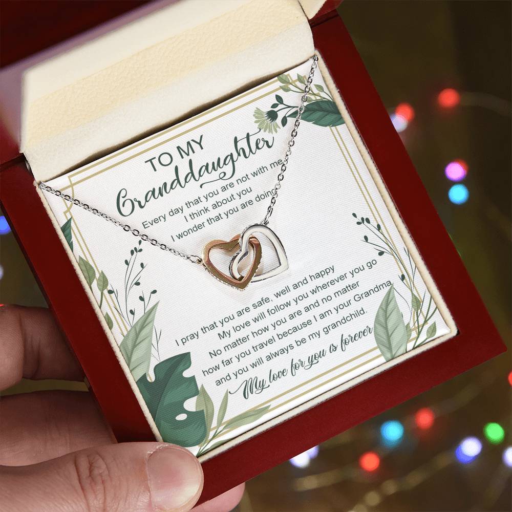 To My Granddaughter Interlocking Heart Necklace Interlocking Hearts Necklace