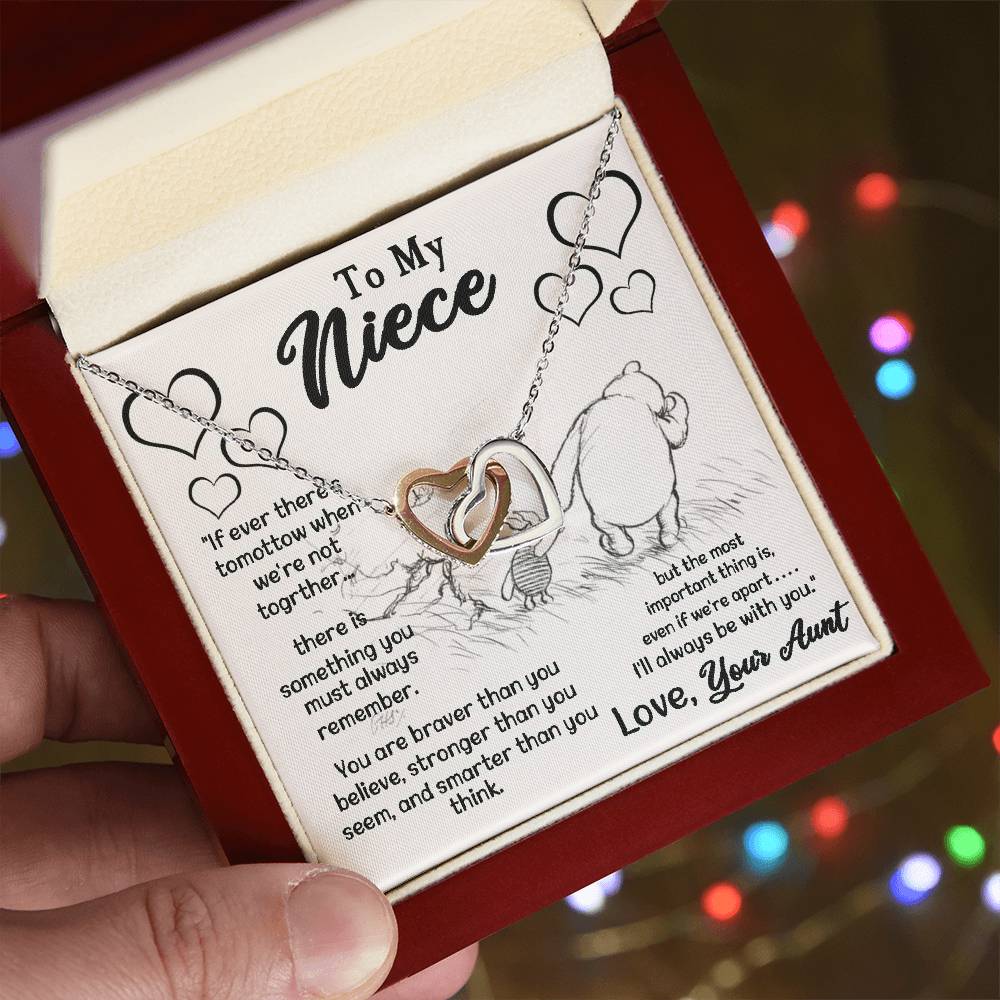 To My Niece Love Your Aunt Interlocking Hearts Necklace Gift For Niece Niece Gift From Aunt Niece Necklace Niece Birthday Gift