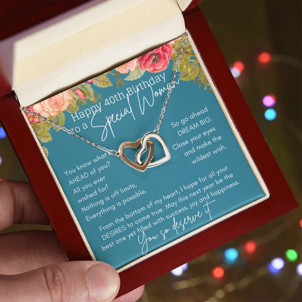 40Th Birthday Necklace For Women Gift Ideas Interlocking Hearts Necklace