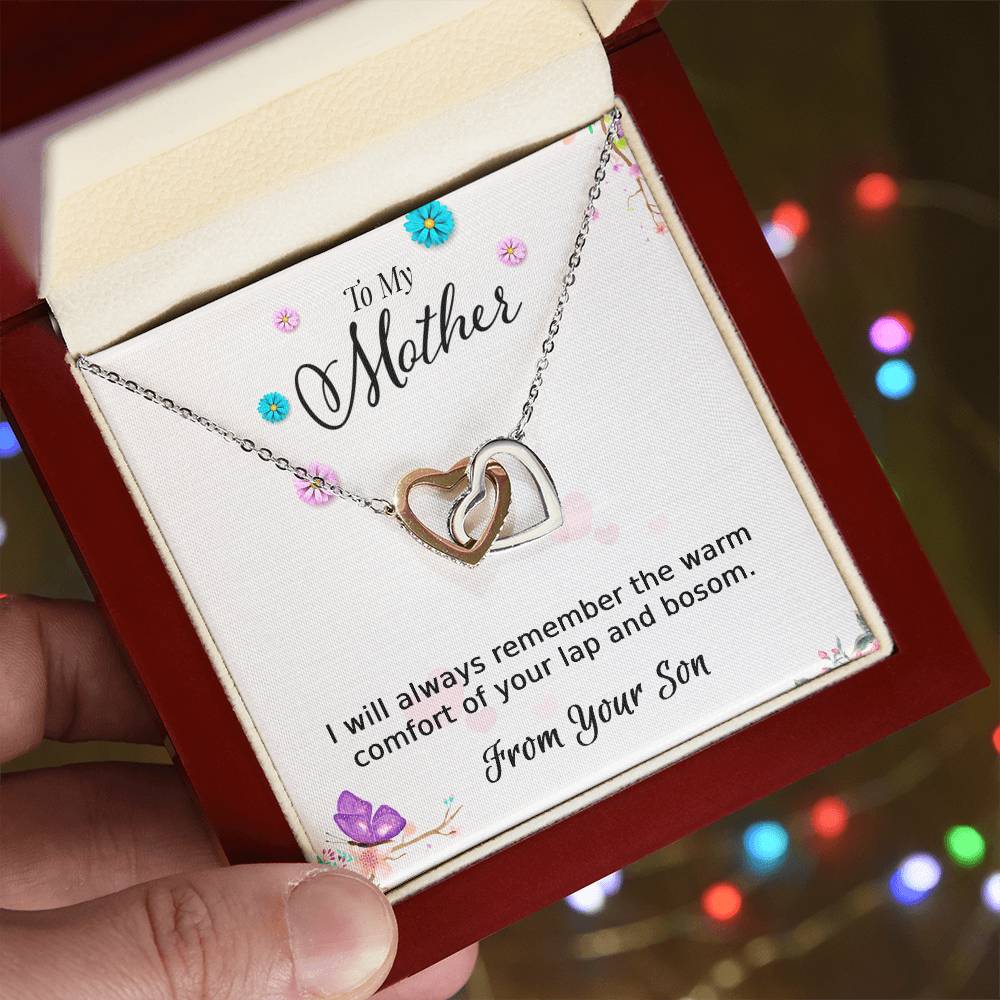 To My Mother - From Your Son - Necklace Interlocking Hearts Necklace