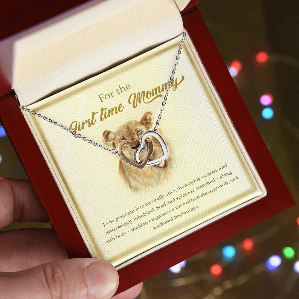 To The First Time Mommy Mommy To Be Gift Pregnant Necklace Interlocking Hearts Necklace