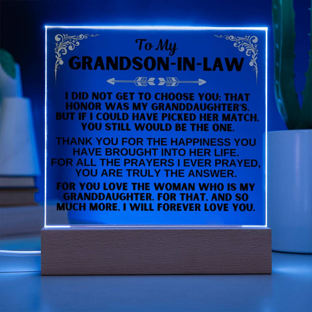 To My Grandson-in-Law - You Are Truly Annswer - Acrylic Square Plaque