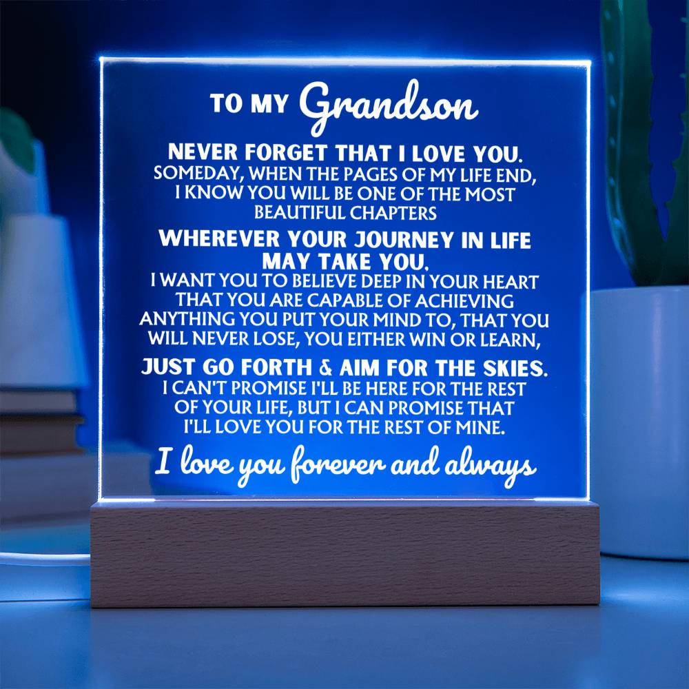 To My Grandson - I Love You Forever - Acrylic Square Plaque