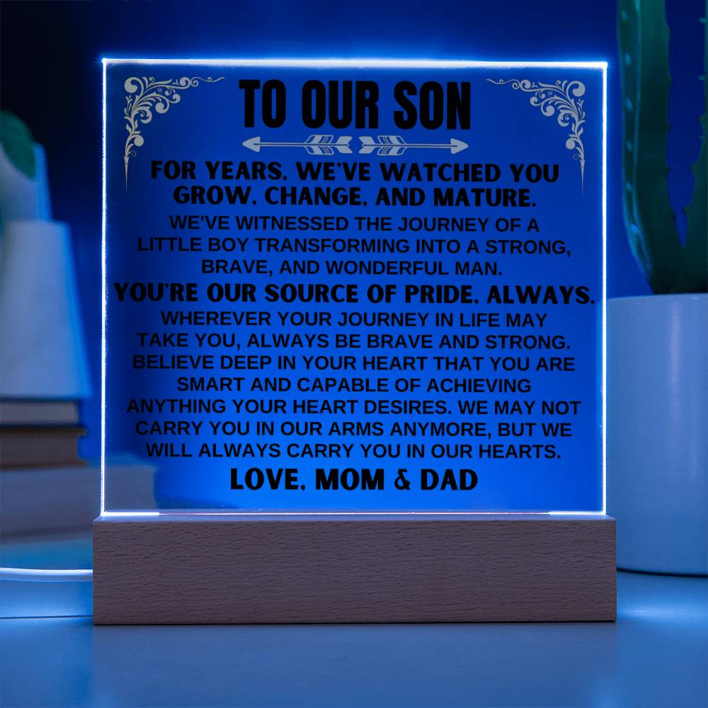 Unique Gift for Son from Mom & Dad - Wonderful Man - Acrylic Square Plaque