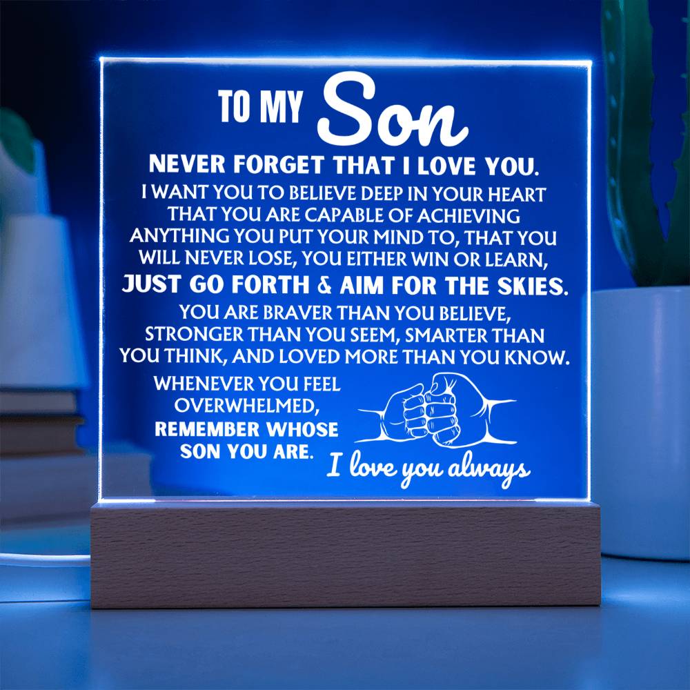 To My Son - You Are Capable Of Achieving Anything - Acrylic Square Plaque