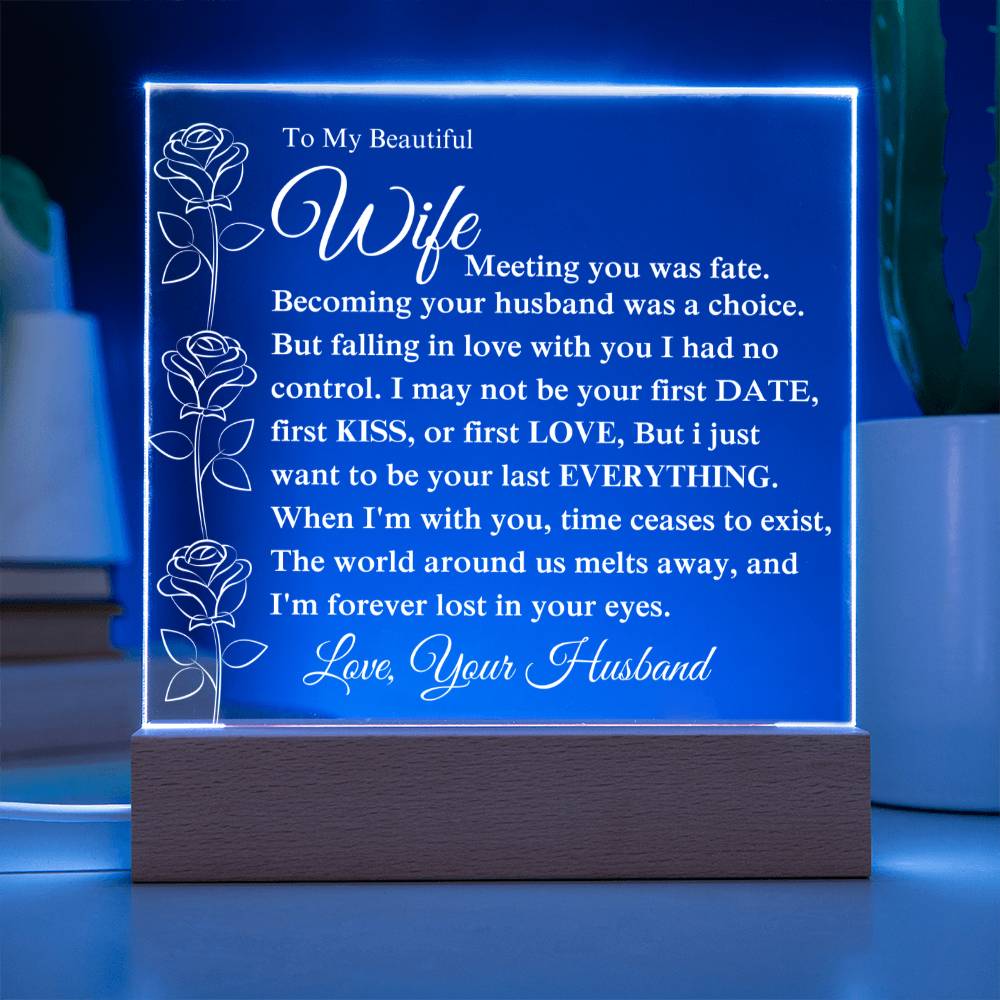 To My Beautiful Wife - I'm Forever Lost In Your Eyes - Acrylic Square Plaque