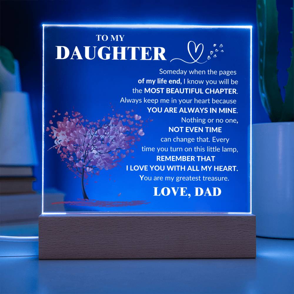 Daughter -Most Beautiful Chapter- LED Acrylic Plaque From Dad_ Acrylic Square Plaque