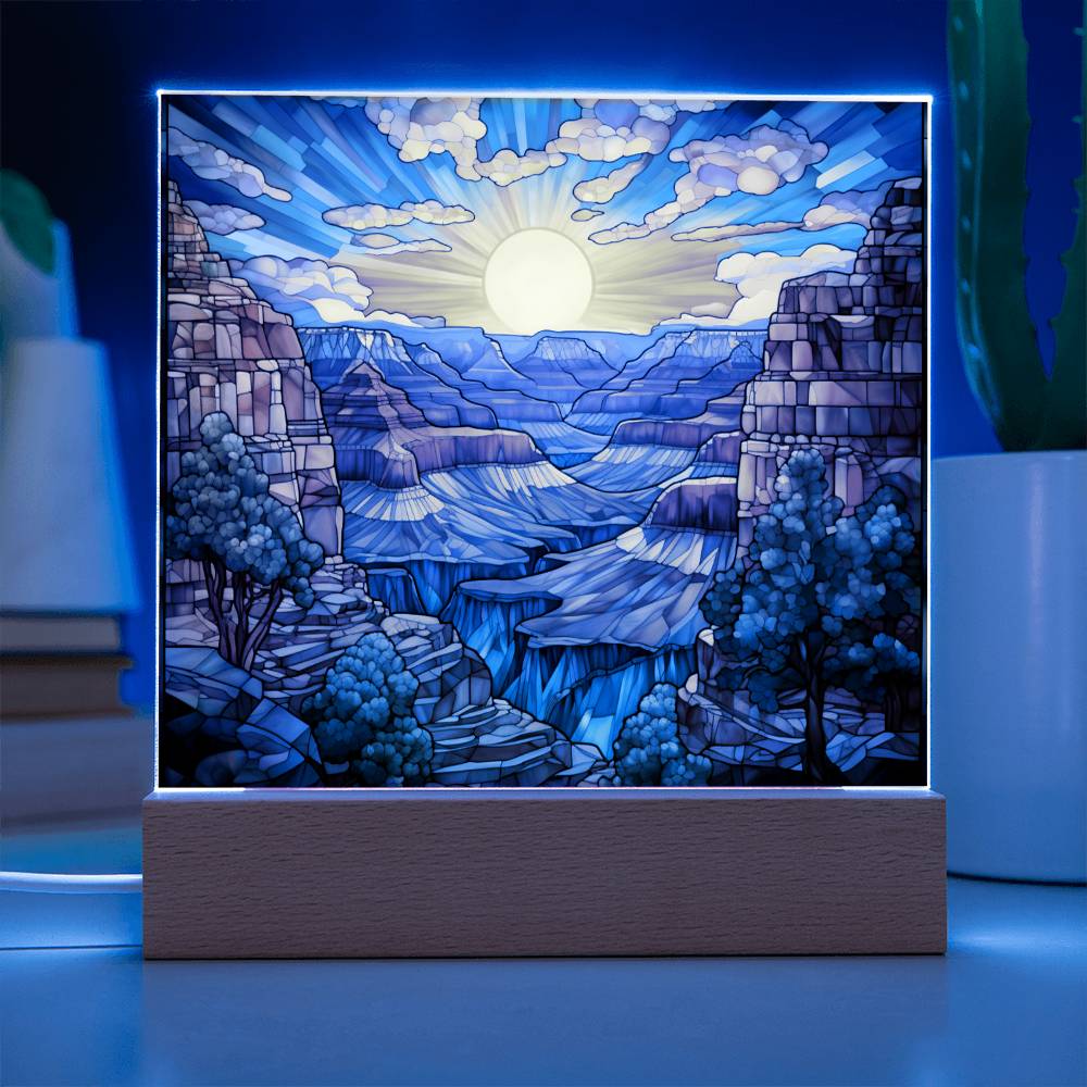 Grand Canyon Faux Stained Glass For Traveler Decoration Gift - Acrylic Square Plaque